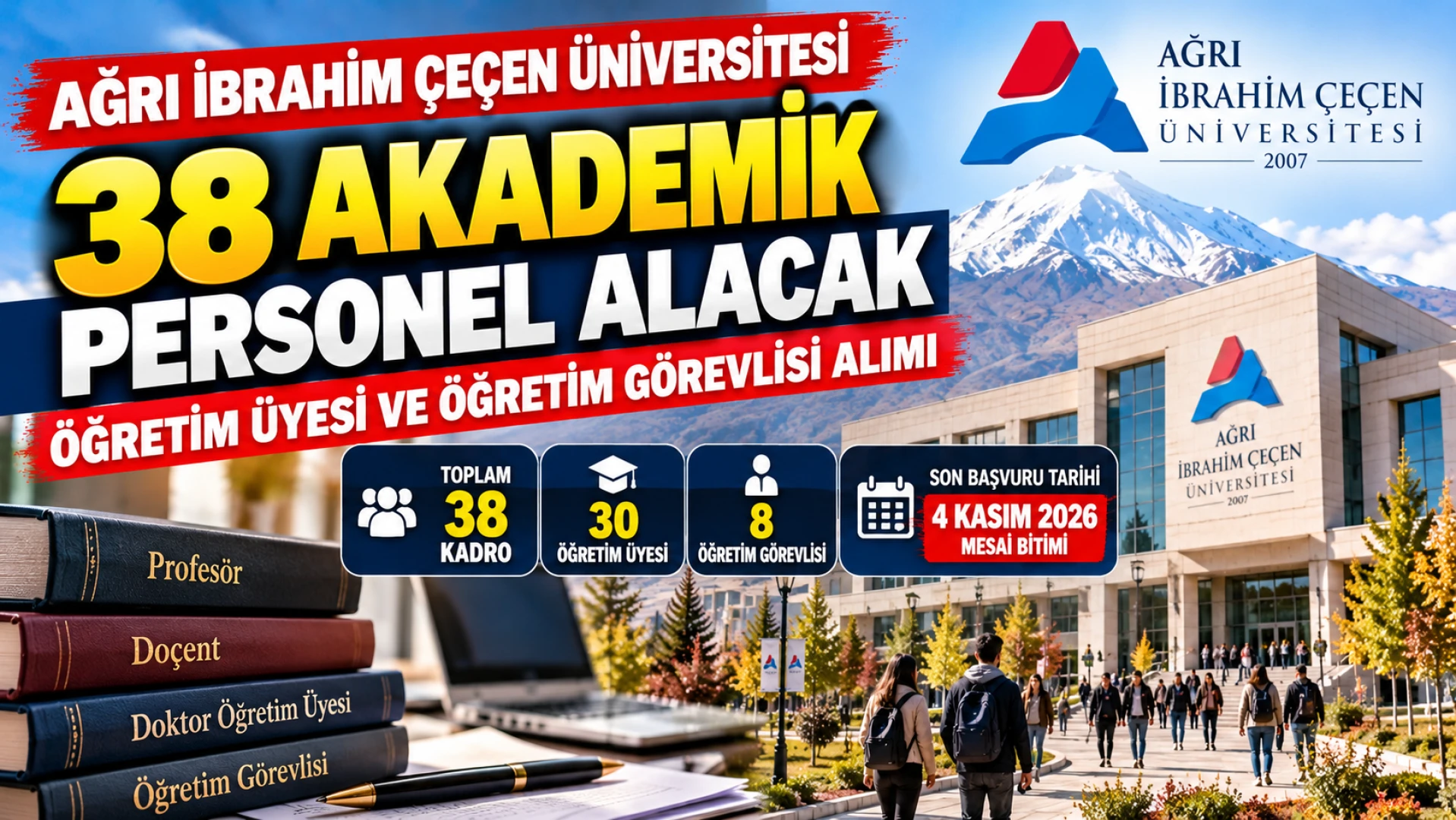 Ağrı İbrahim Çeçen Üniversitesi 38 Akademik Personel Alacak Başvuru Şartları ve Kadrolar